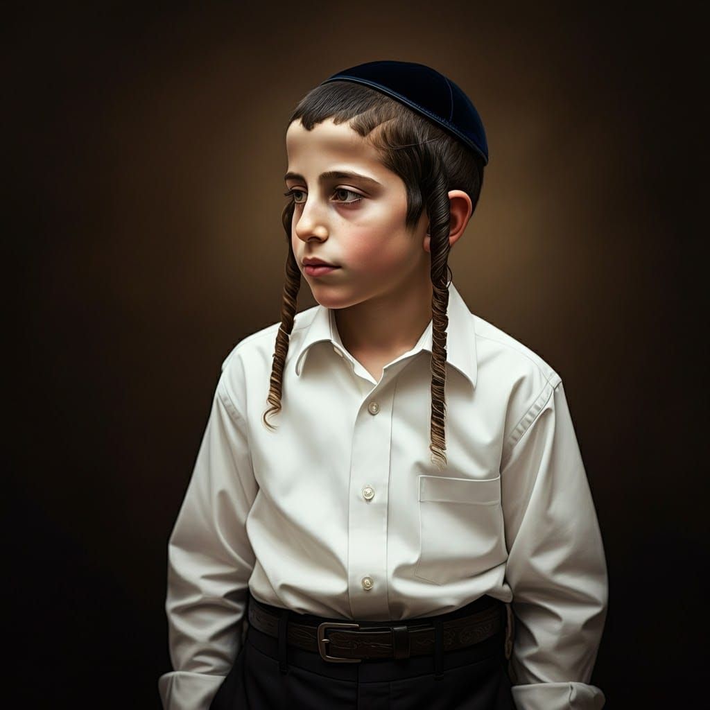 Serene Haredi Boy Portrait in Muted Colors
