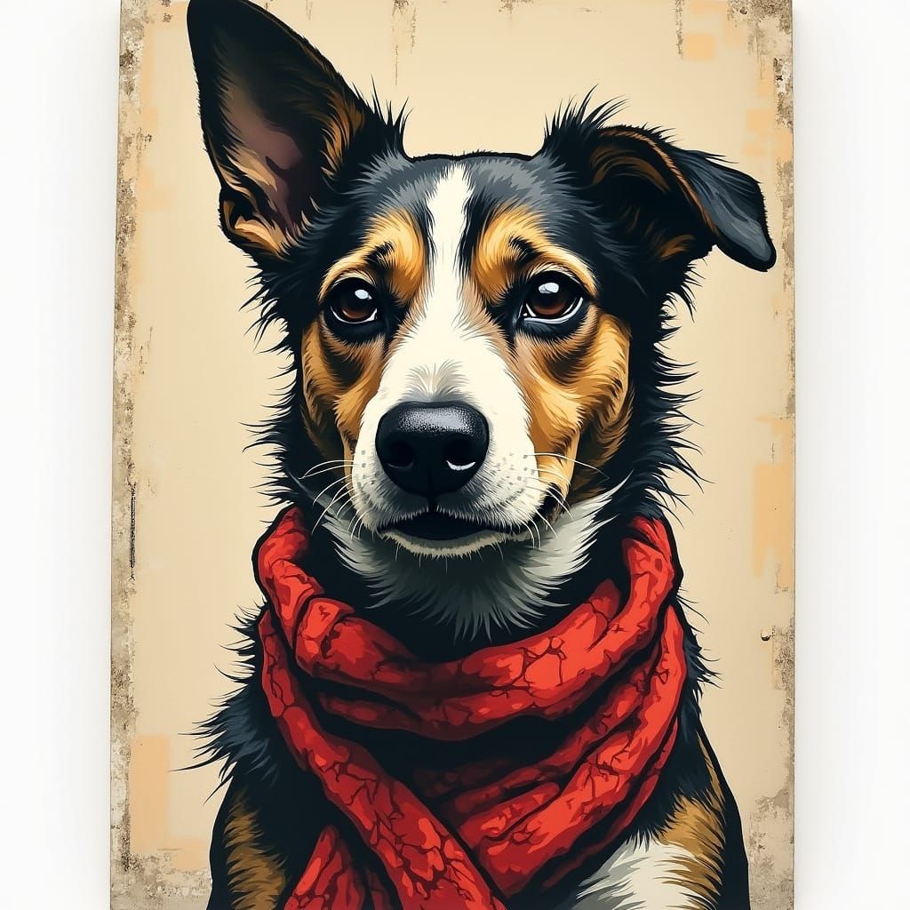 Dog Portrait in Banksy-inspired Stencil Art Style