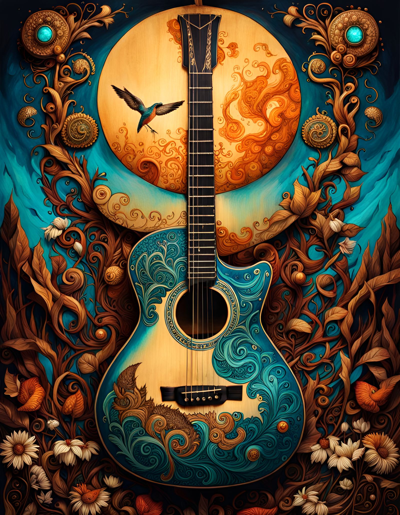 ACOUSTIC GUITAR ART 3 - AI Generated Artwork - NightCafe Creator