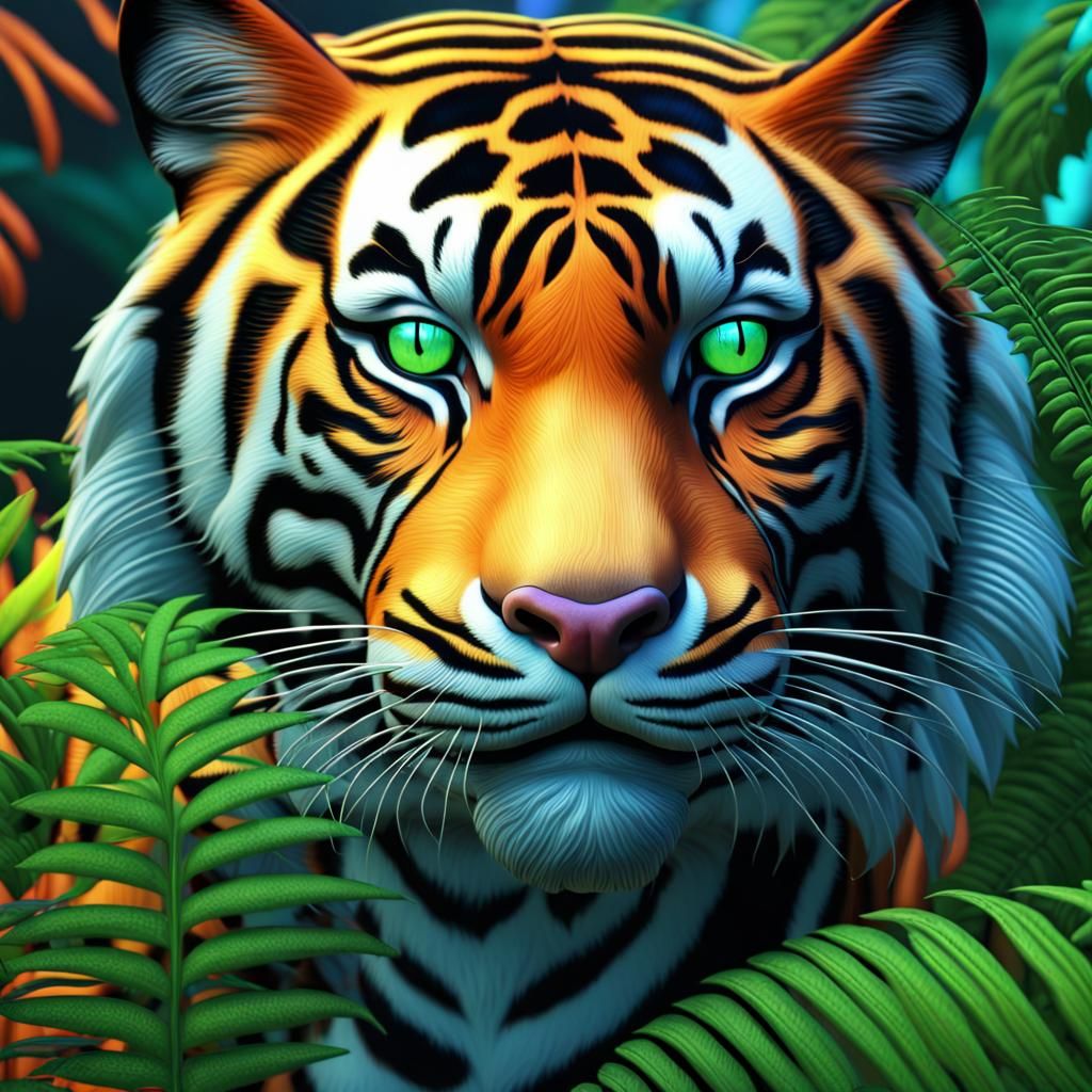 Green-eyed Tigress - Ai Generated Artwork - Nightcafe Creator