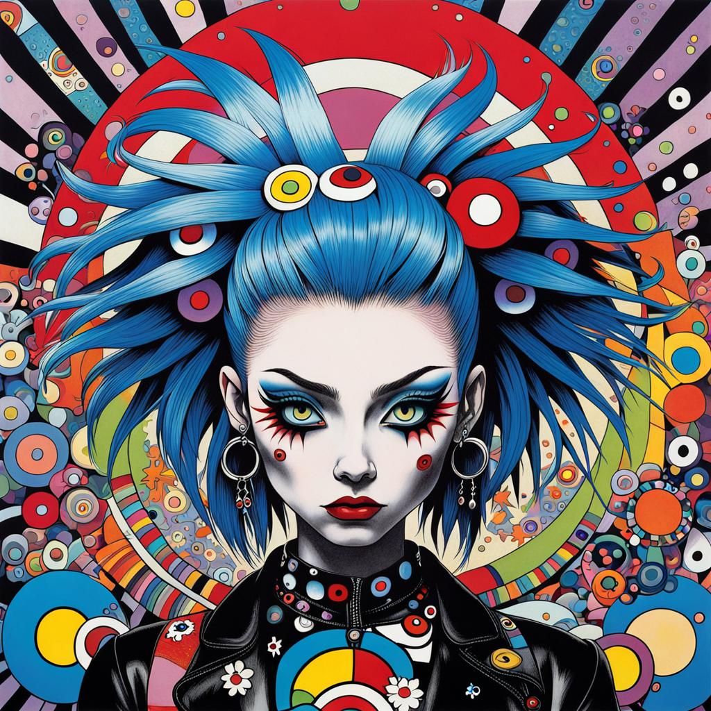 Punk Rock teenage girl in the style of toyism by Takahashi Murakami by ...