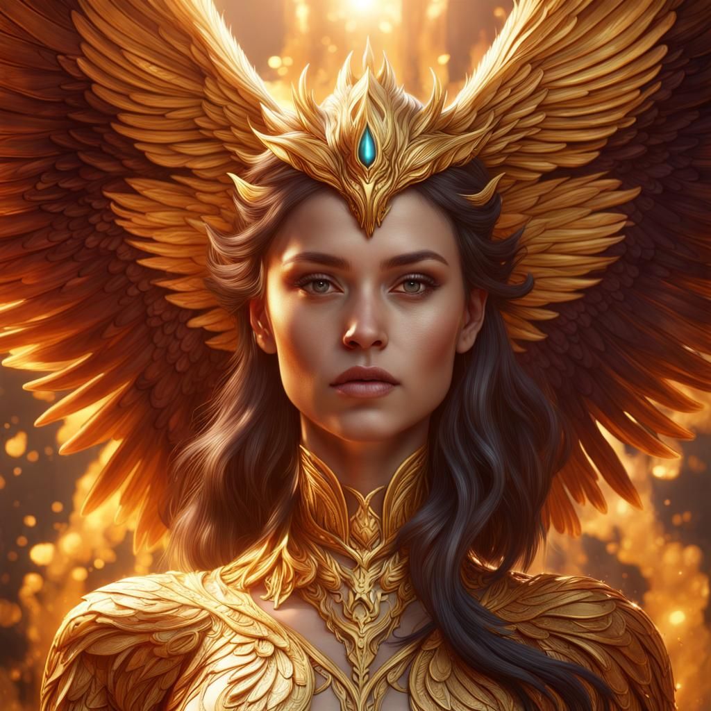 Golden phoenix woman - AI Generated Artwork - NightCafe Creator