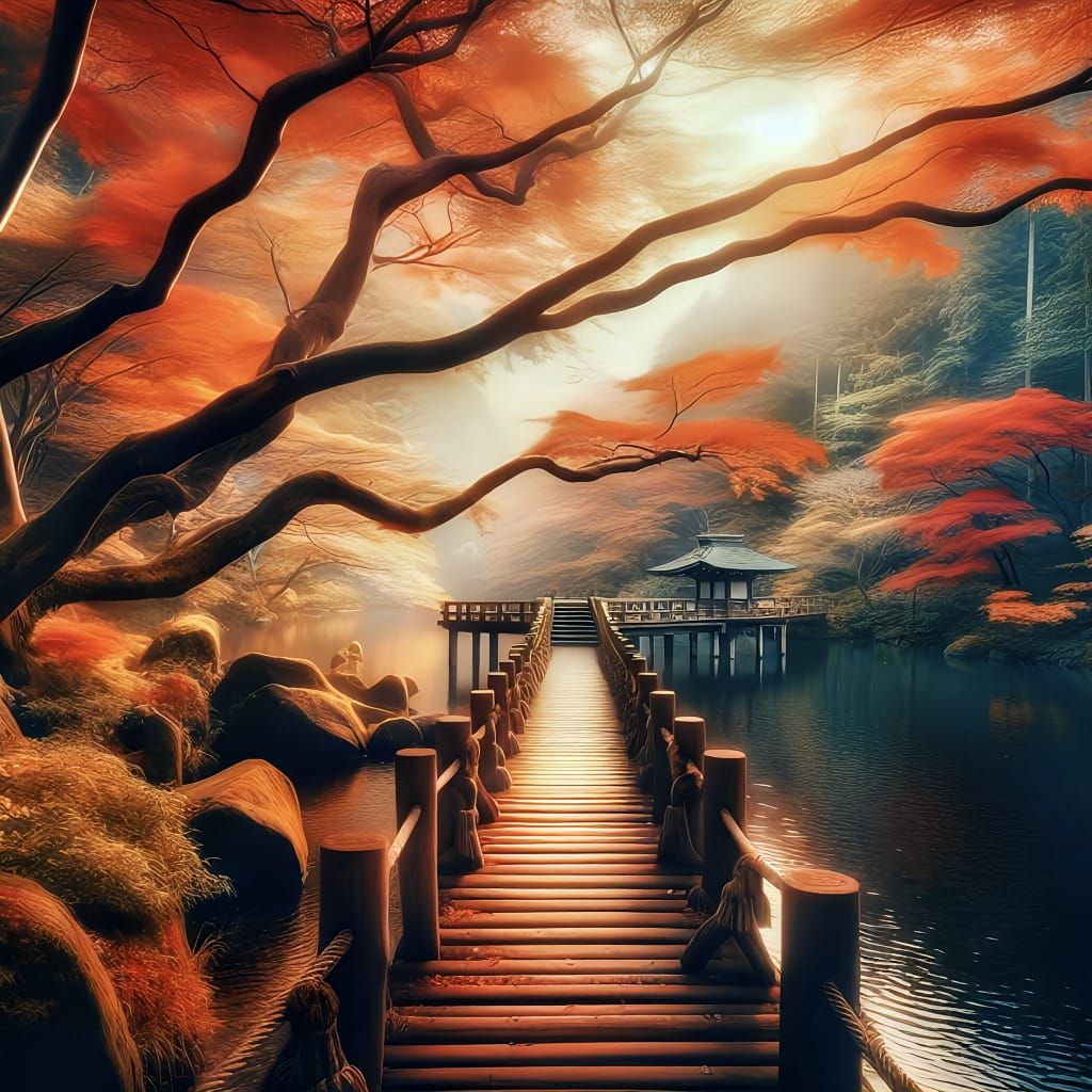 Pathway to Serenity: Autumn's Mystical Veil