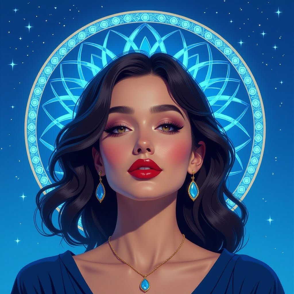 Dragonflies in Azure Sky, Art Nouveau Style