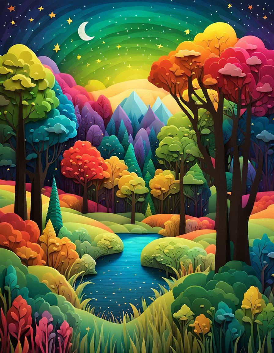 (papercraft-flat papercut style), vibrant color scheme, whim...