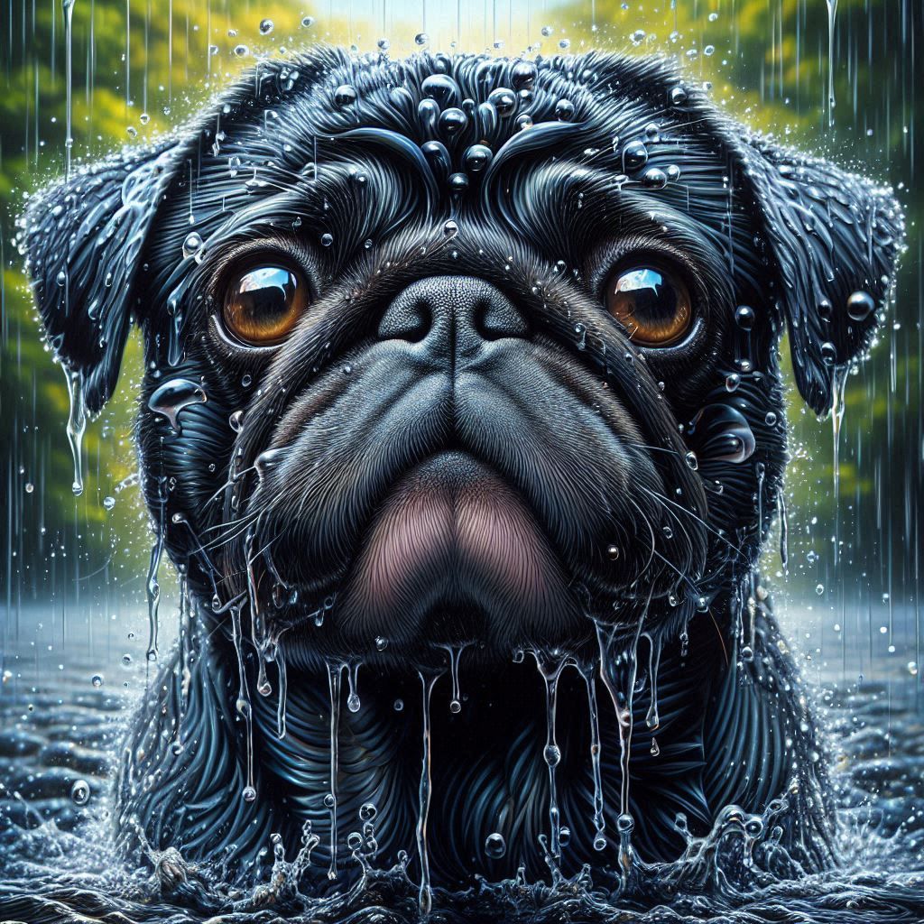 Cute Pug in the Rain