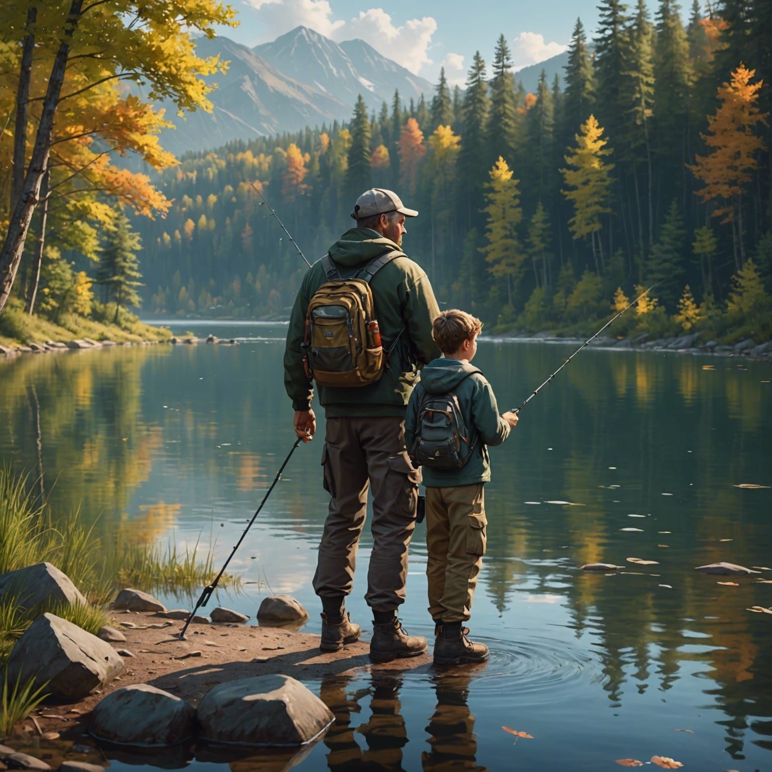 Father and son fishing   by @undefined