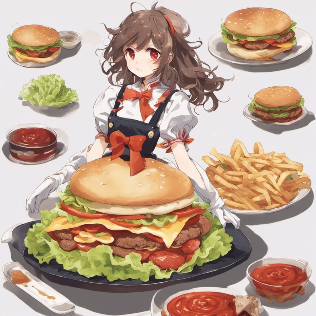 Mostima, arknights, blue hair, hamburger, fast food, Anime, HD wallpaper |  Peakpx
