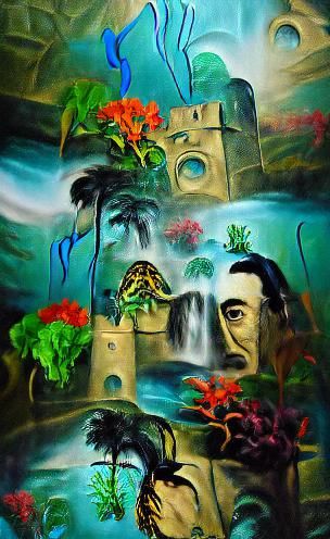 Tropical Under Water Oasis with huge Castle covered in tropi...