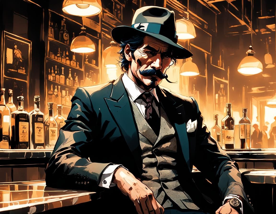 Inkpunk Man in Fedora, Character Concept Art