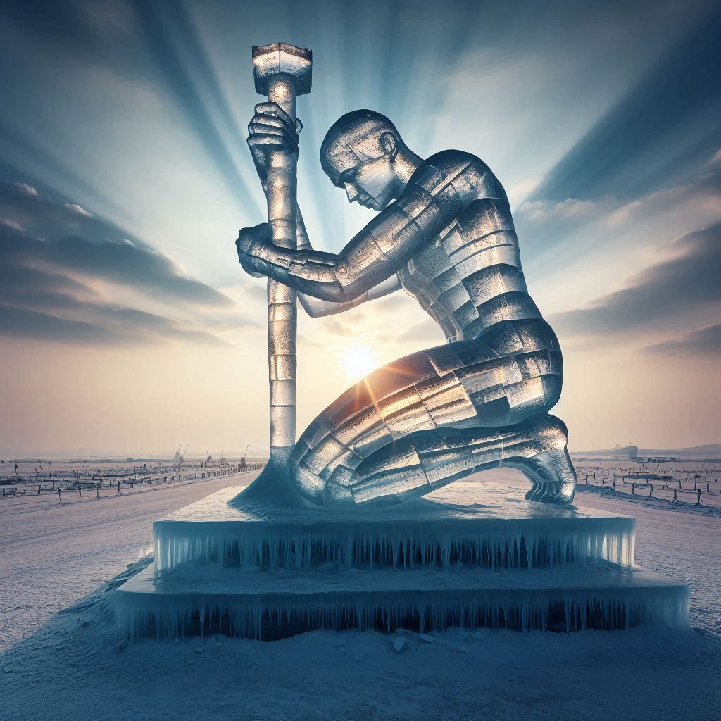 Ice sculpture with nail