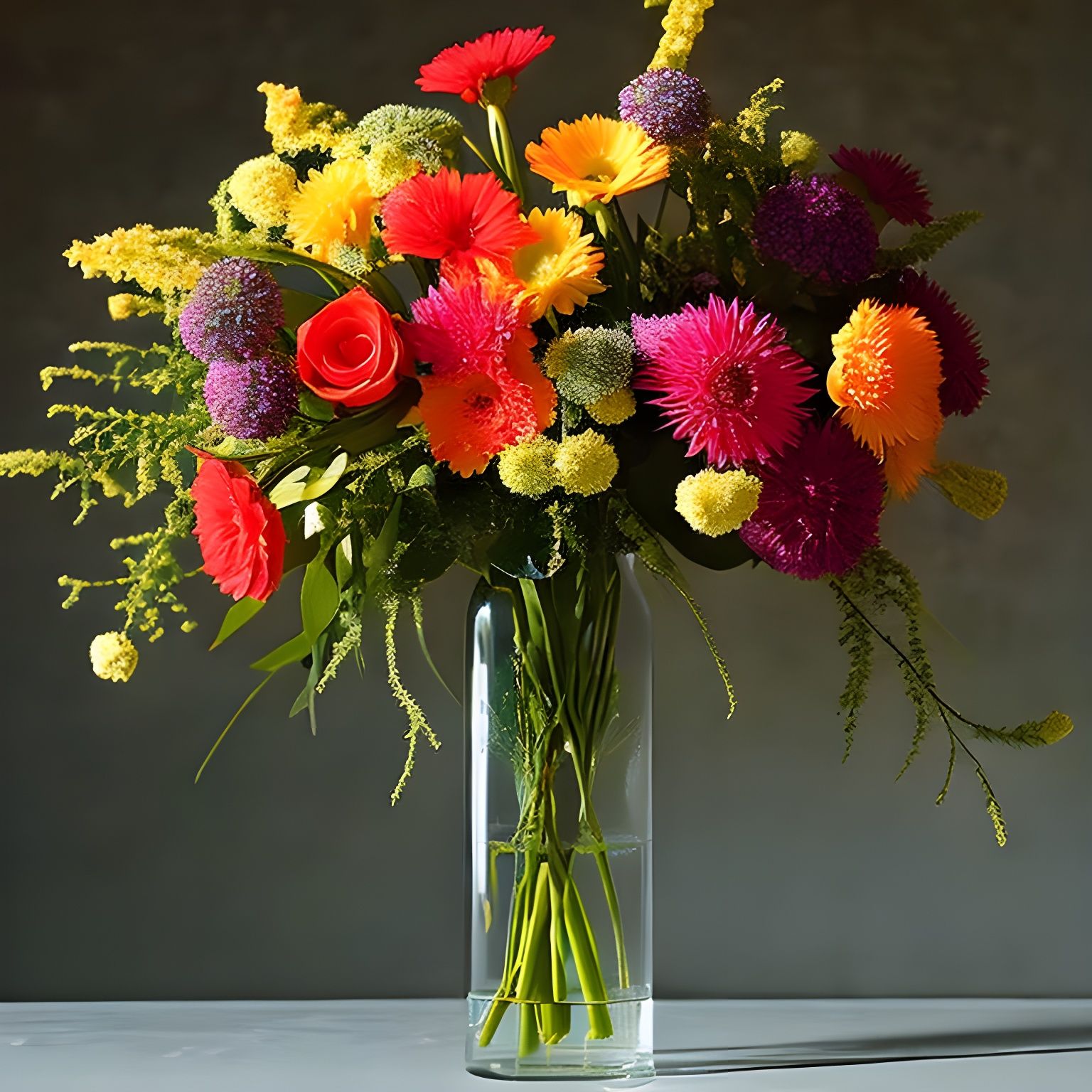 Large bouquet of flowers in a crystal vase  by @Mike Ritchie