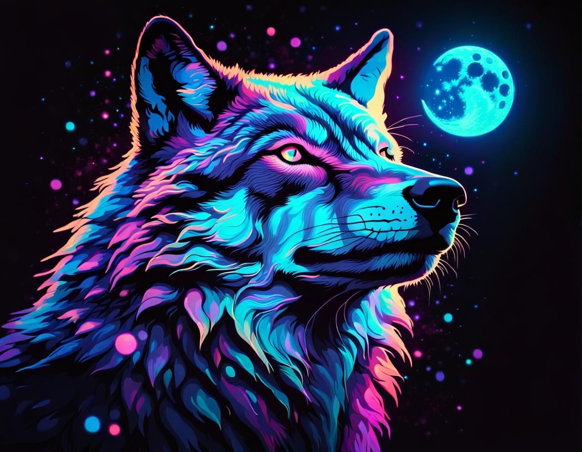 Blacklight Wolf - AI Generated Artwork - NightCafe Creator