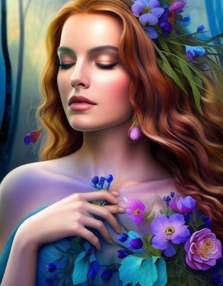 Girl with Flowers - AI Generated Artwork - NightCafe Creator