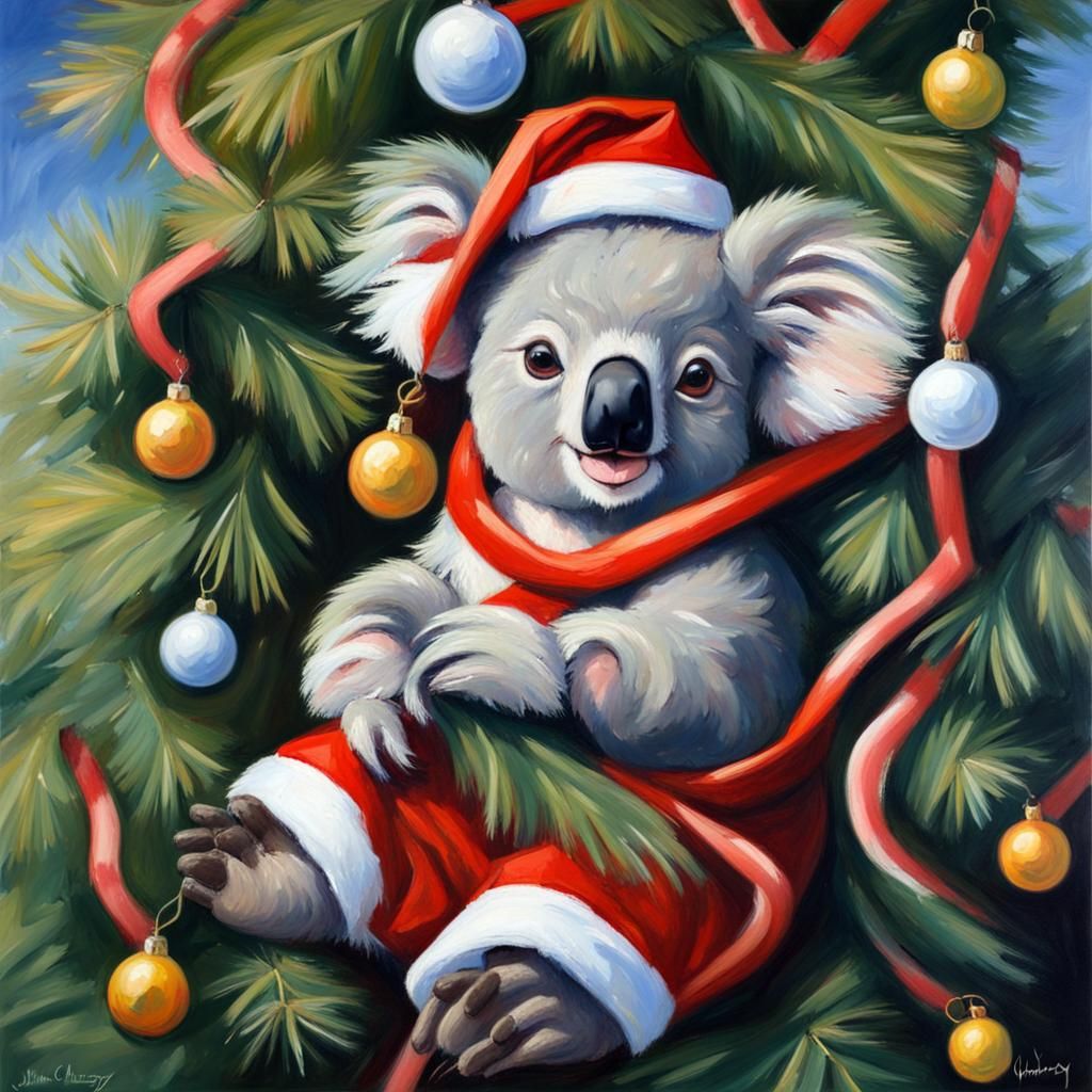 Koala in a Christmas tree  by @Winter Astronaut