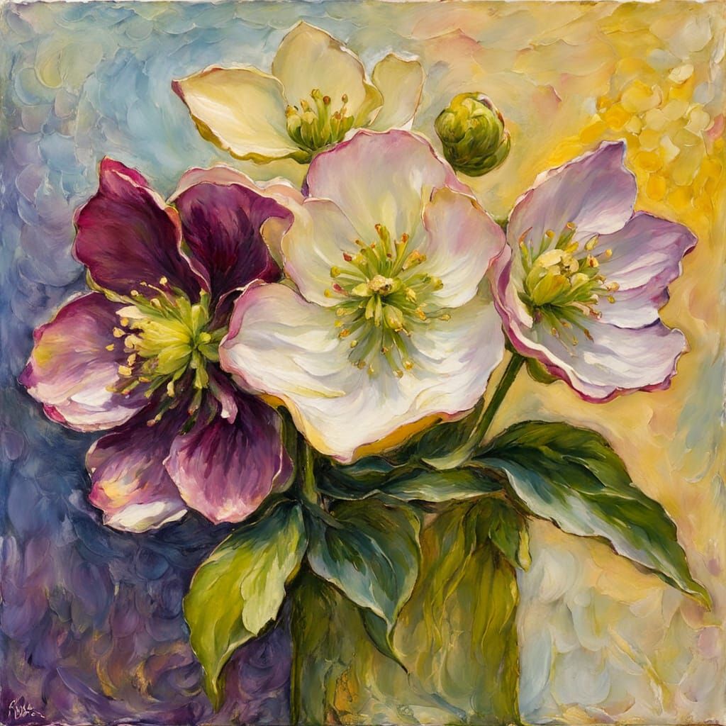 Hellebore flowers  by @Gokiburi