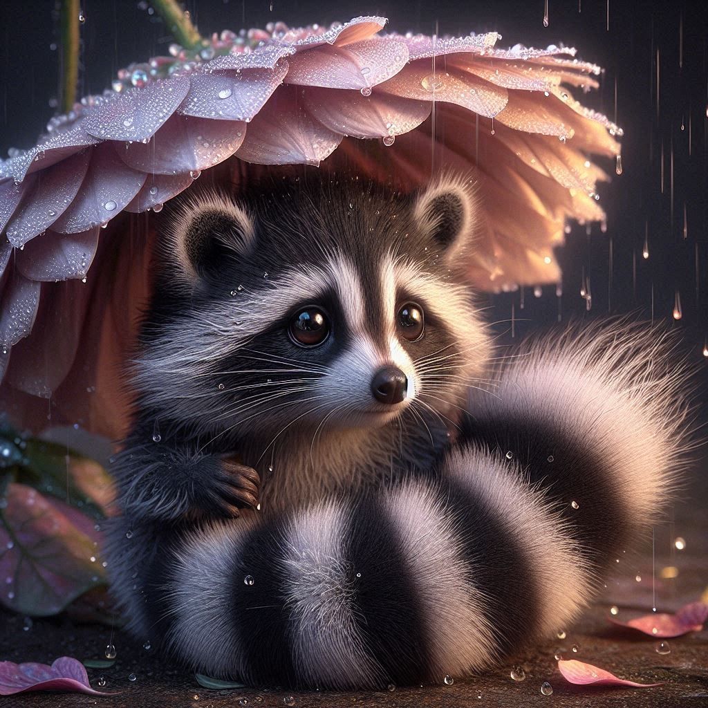 Rocky The Racoon trying to keep dry