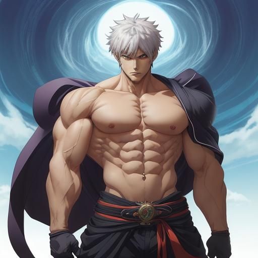 Masculino, grande, forte, musculoso e cabelos brancos