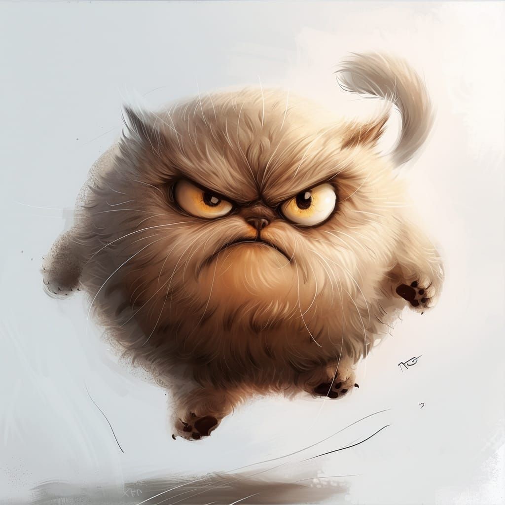 Angry Fat Puffy Cat