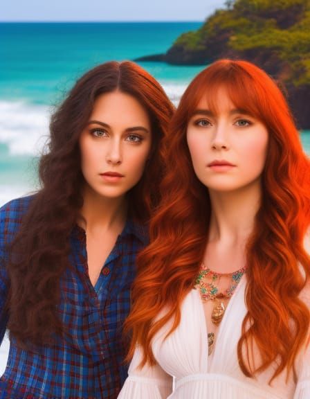 Ginger and Mary Ann on Gilligan's Isle - AI Generated Artwork
