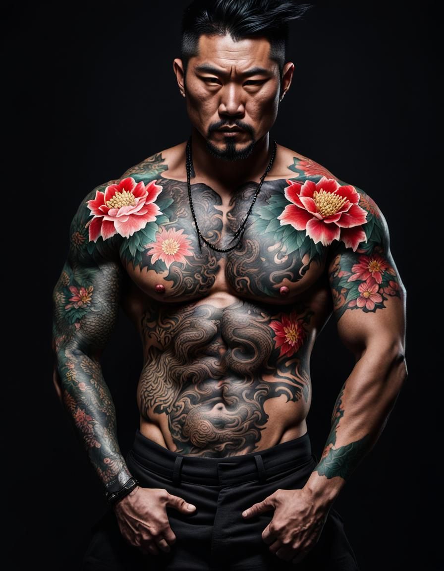 The Koi Fish tattoo on chest by Per. - AI Generated Artwork - NightCafe  Creator