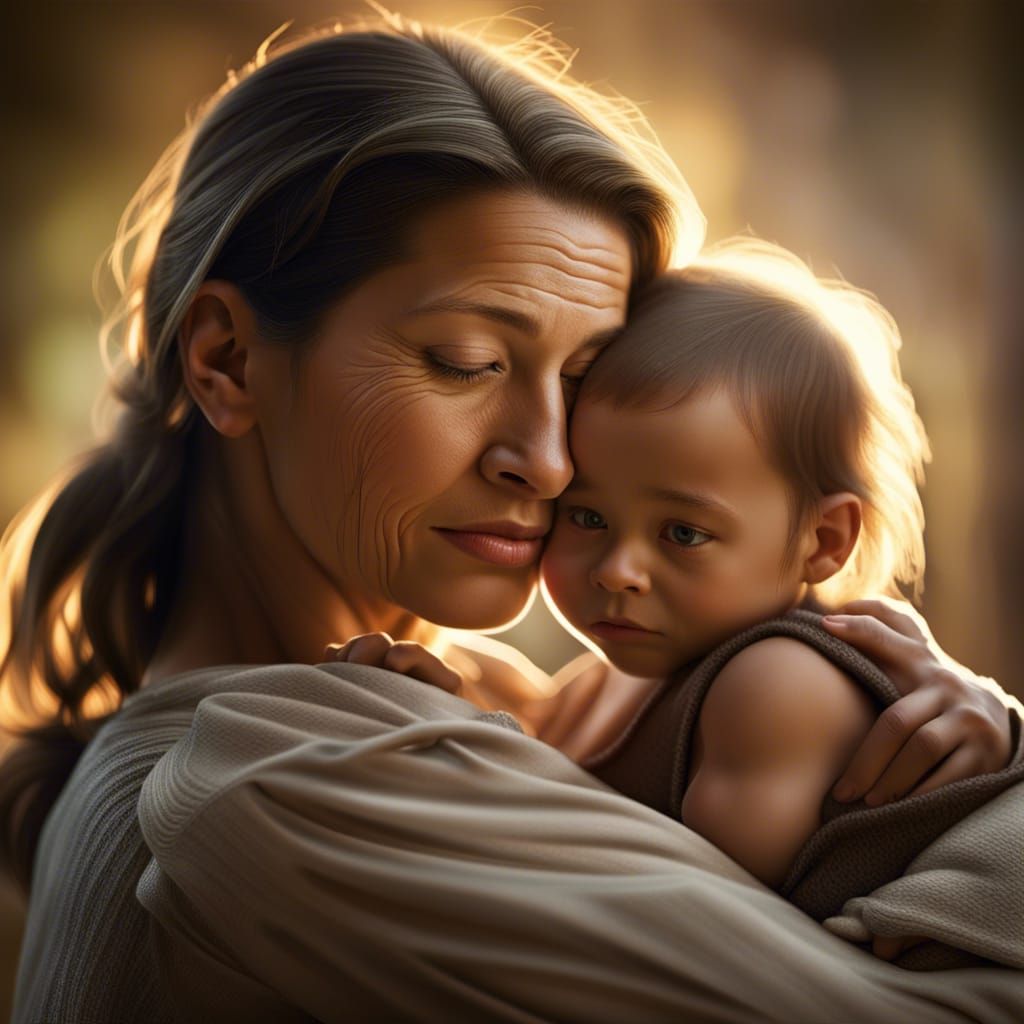 Mother hugging hot sale baby