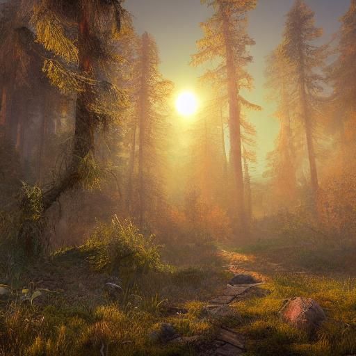 rural forest in golden hour
