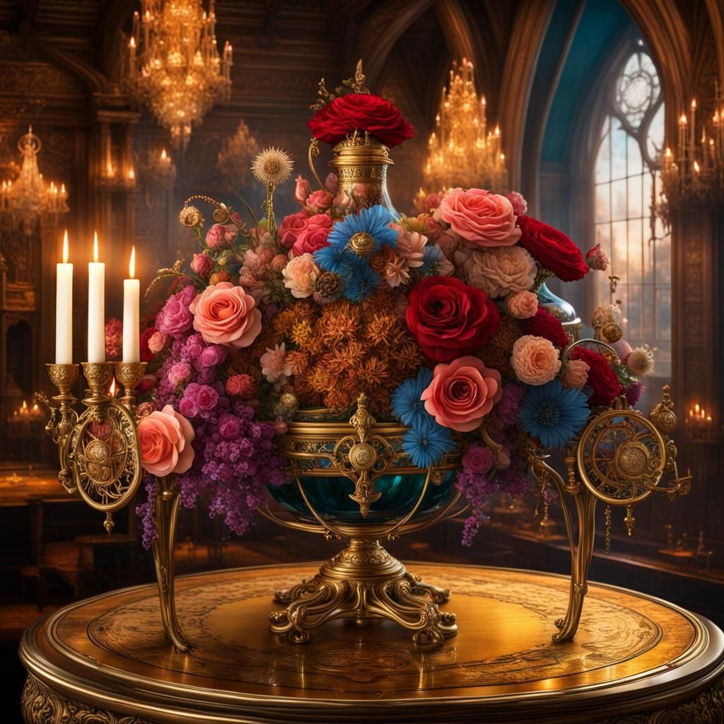 over the top floral arrangement