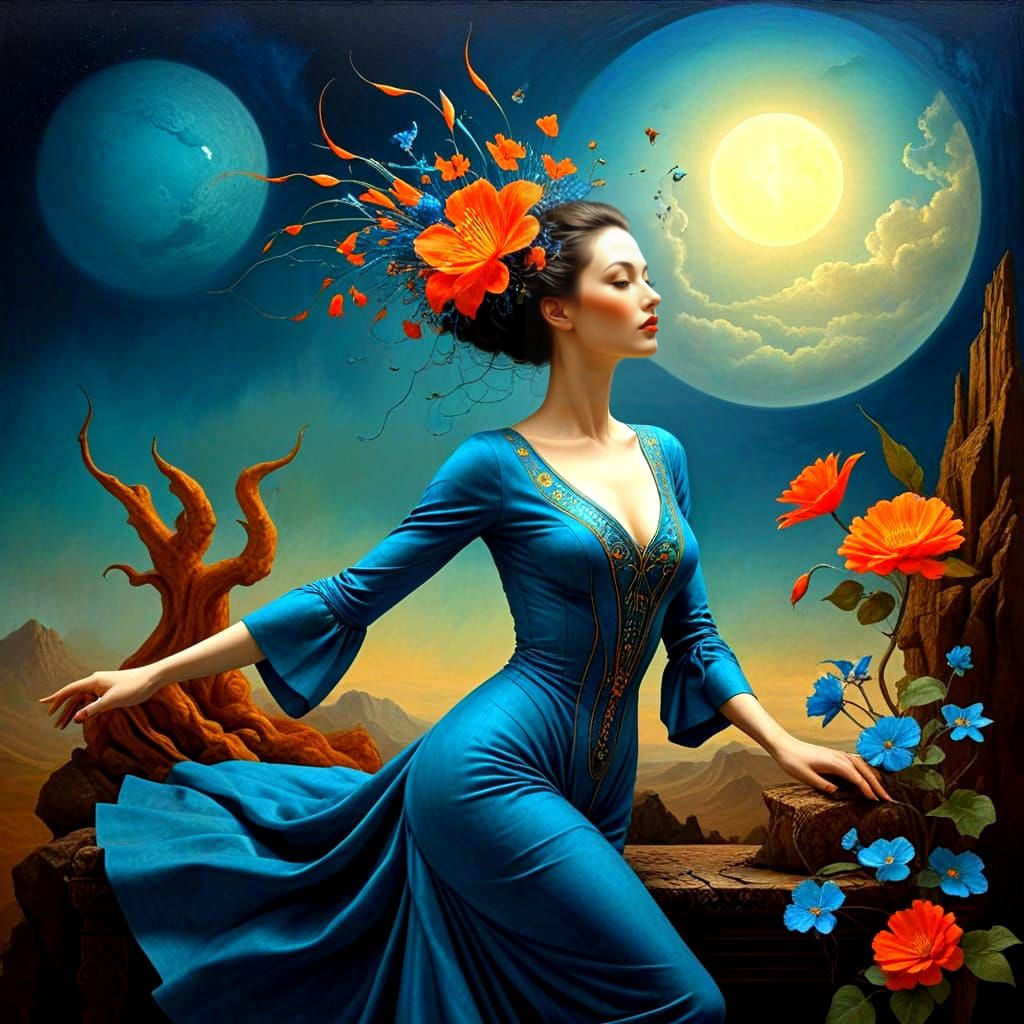 Exotic Ikebana Fantasy Portrait in Hyperrealism Style