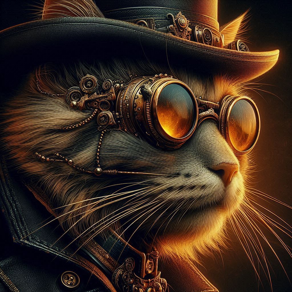 Steampunk cat top hat (open prompt)