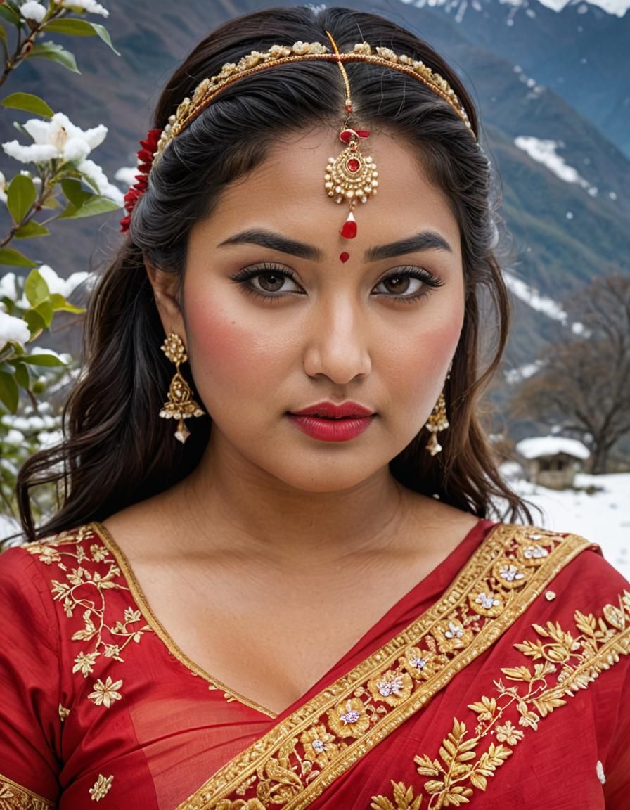 Nepalese Beauty in Himalayan Landscape: Digital Art