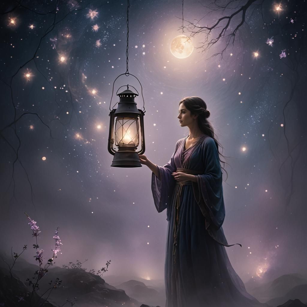 Night Light Woman Radiates Soft Light