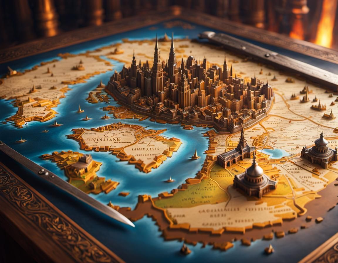 Map of a city on a table  by @Otterbarrick