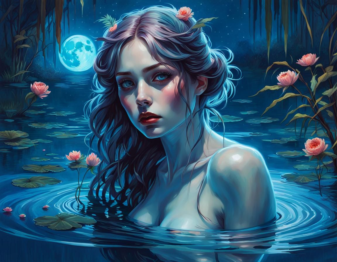 moonlit portrait in a pond - 5