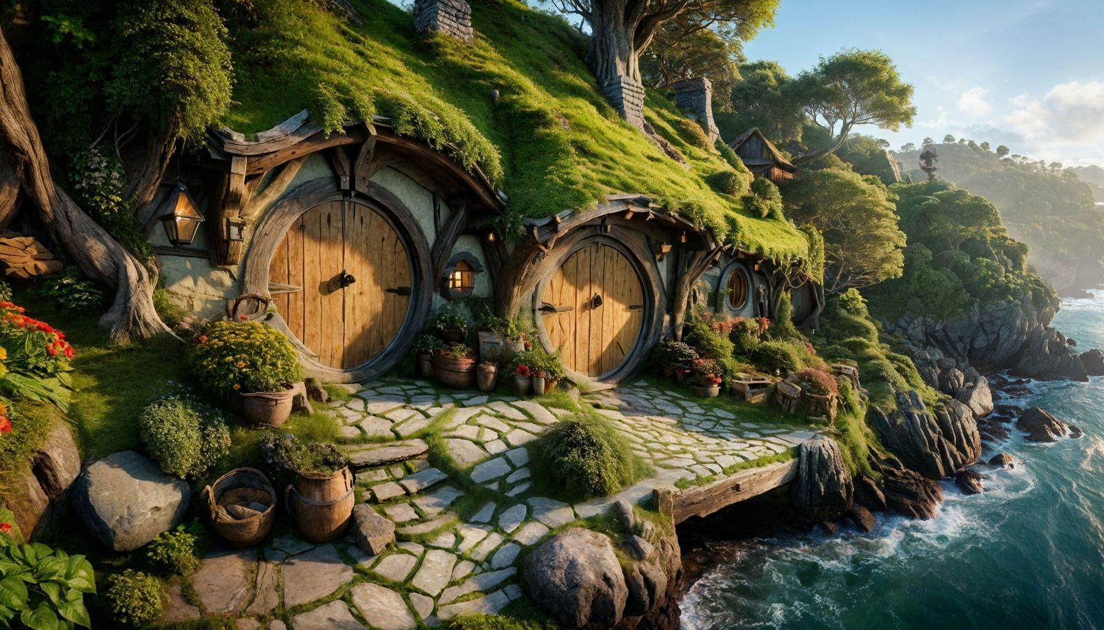 Hobbit holiday cottages on the sea side  by @Reklov