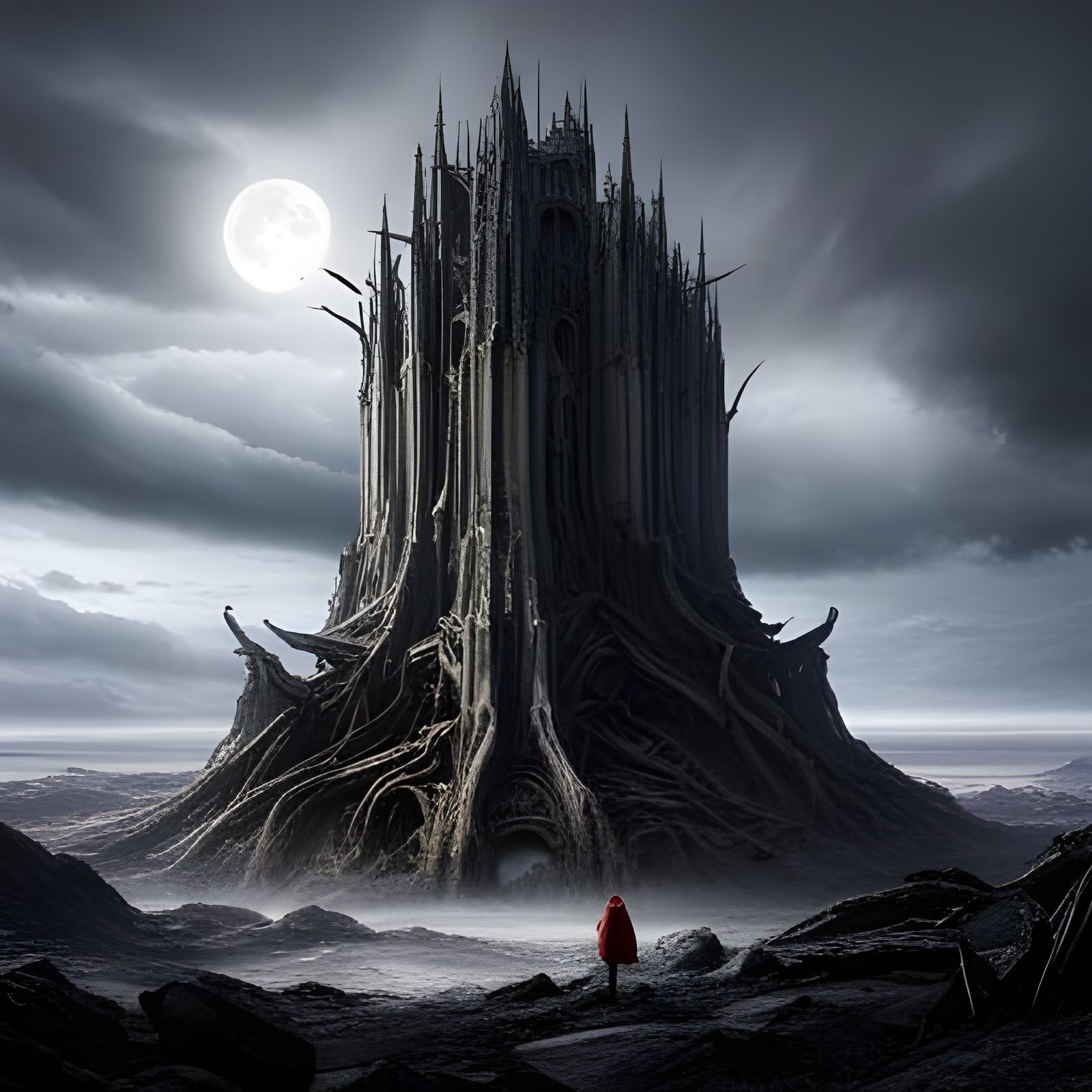 A horrifying Tree Surrounded by Spirits and hands reaching o...