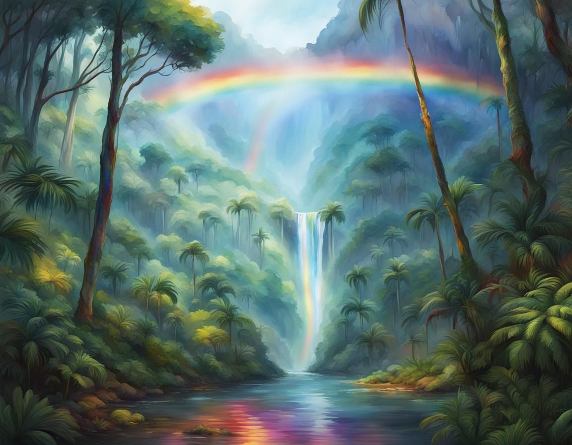 Rainbow lagoon AI Generated Artwork NightCafe Creator
