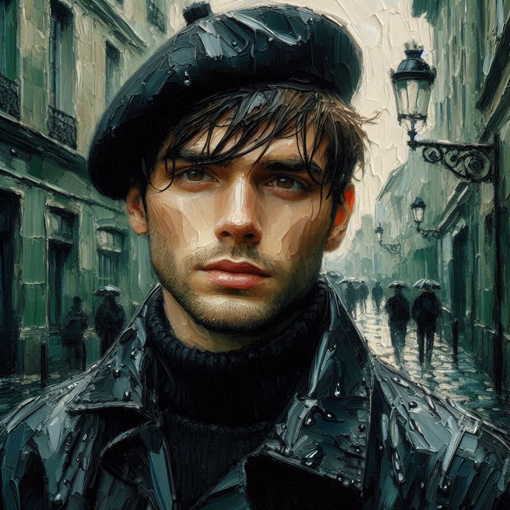Beret guy in the rain