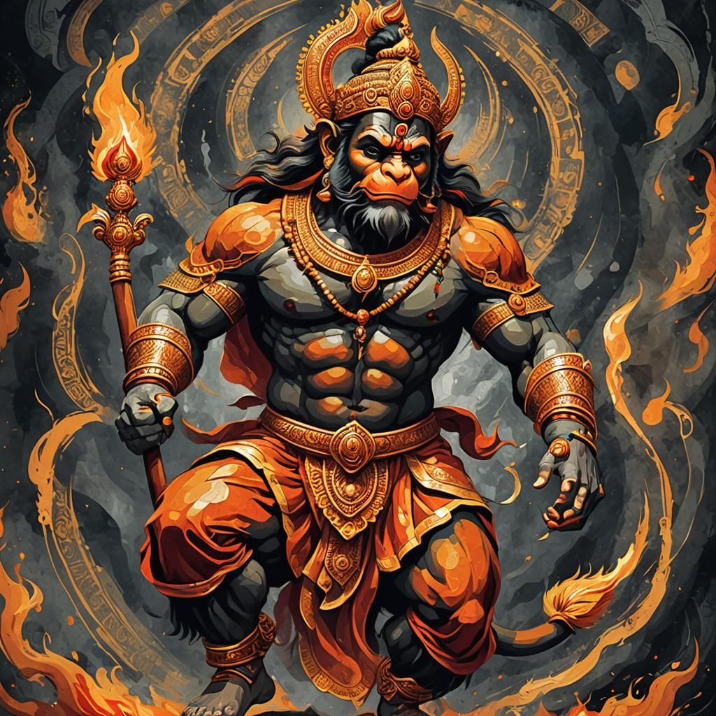 Lord Hanuman with fire on its tail🔥🔥🔥