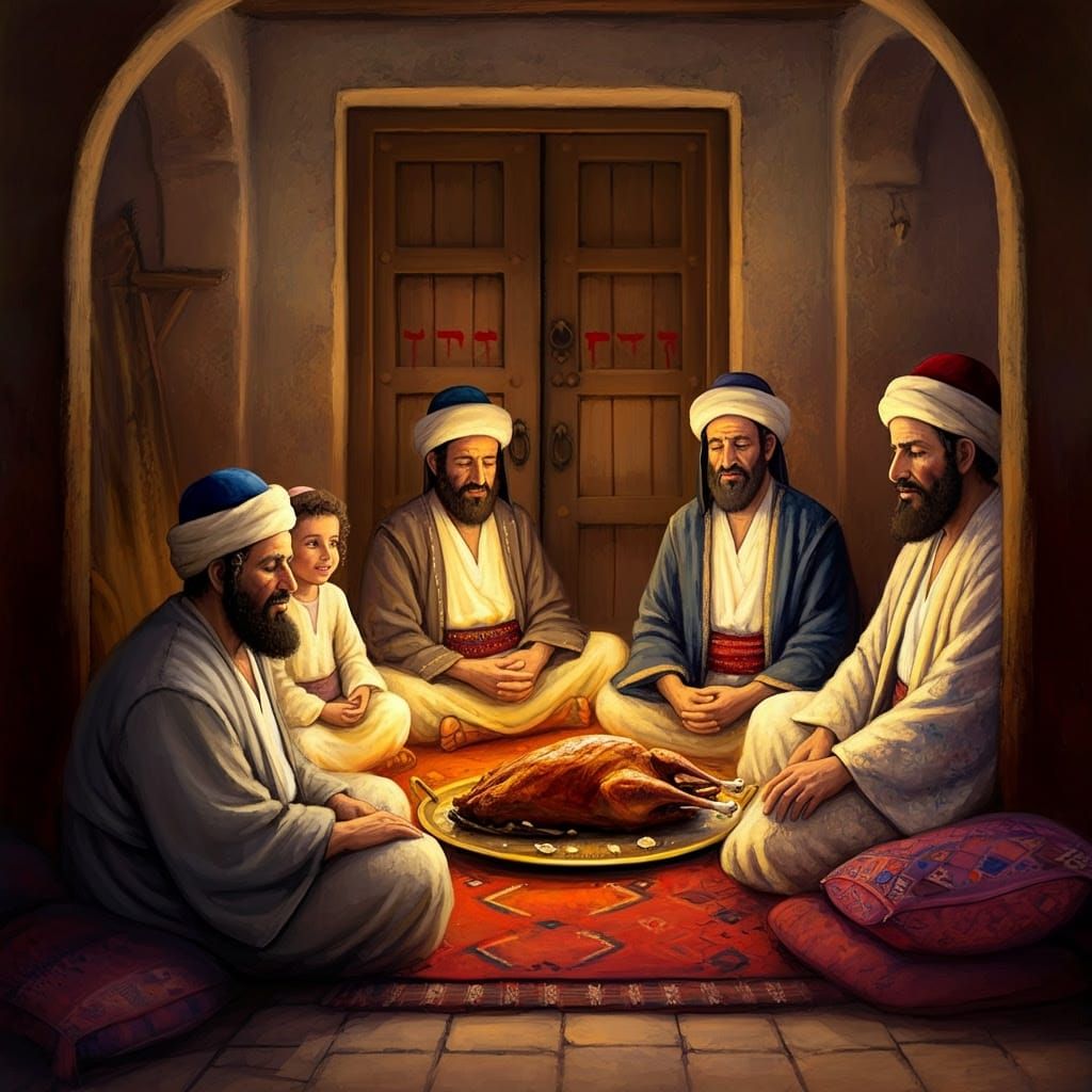 Jewish Family Celebrates in Ancient Egyptian Home