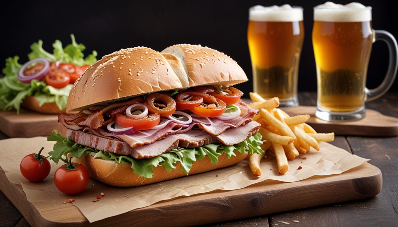 Sandwich, fries and a Beer  by @Superbear