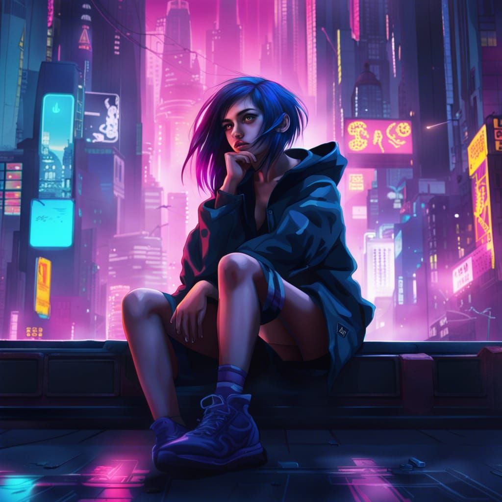 Again, Cyberpunk Girl - AI Generated Artwork - NightCafe Creator