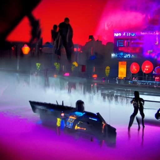 Festival in the water on night