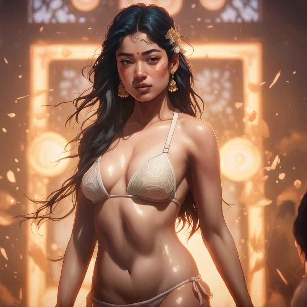 Open bikni Very Hot rashmika mandanna, face visible, body vi...