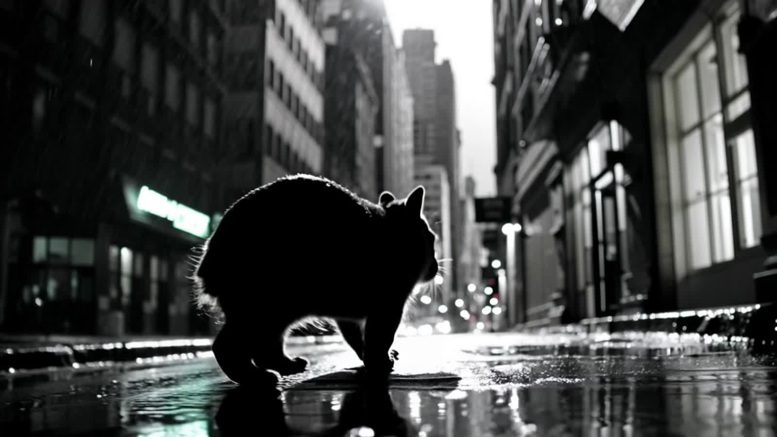 A scene from a black and white film noir called 'The Wombat and The Telephone'