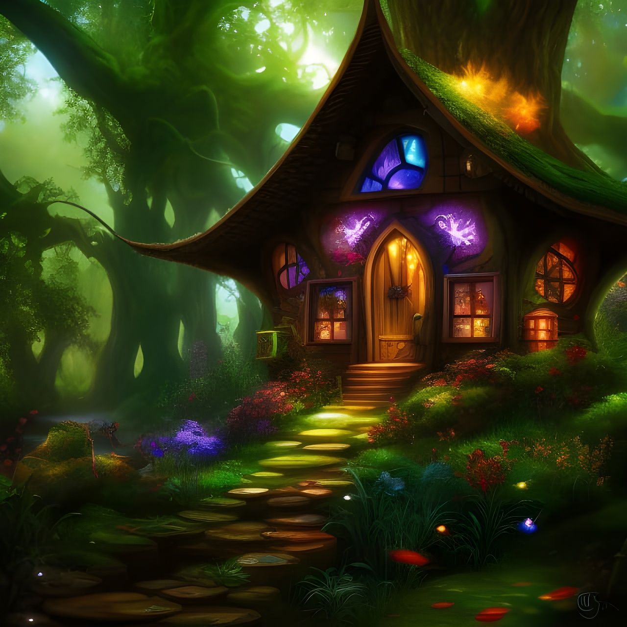 Fantastical faerie house, Hyperrealistic, splash art, concept art, mid ...