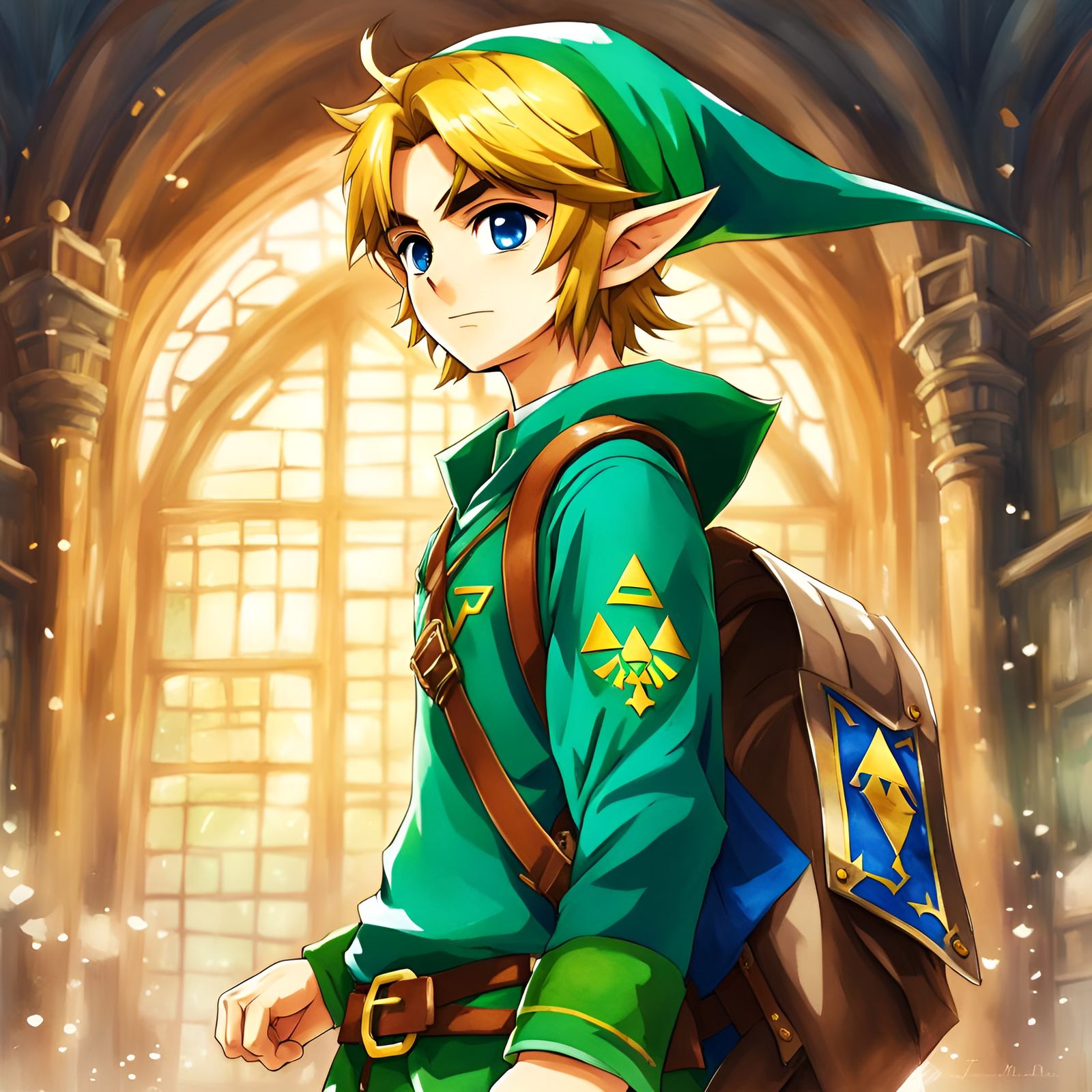 the legend of zelda, young hero Link in teen clothes, high school ...