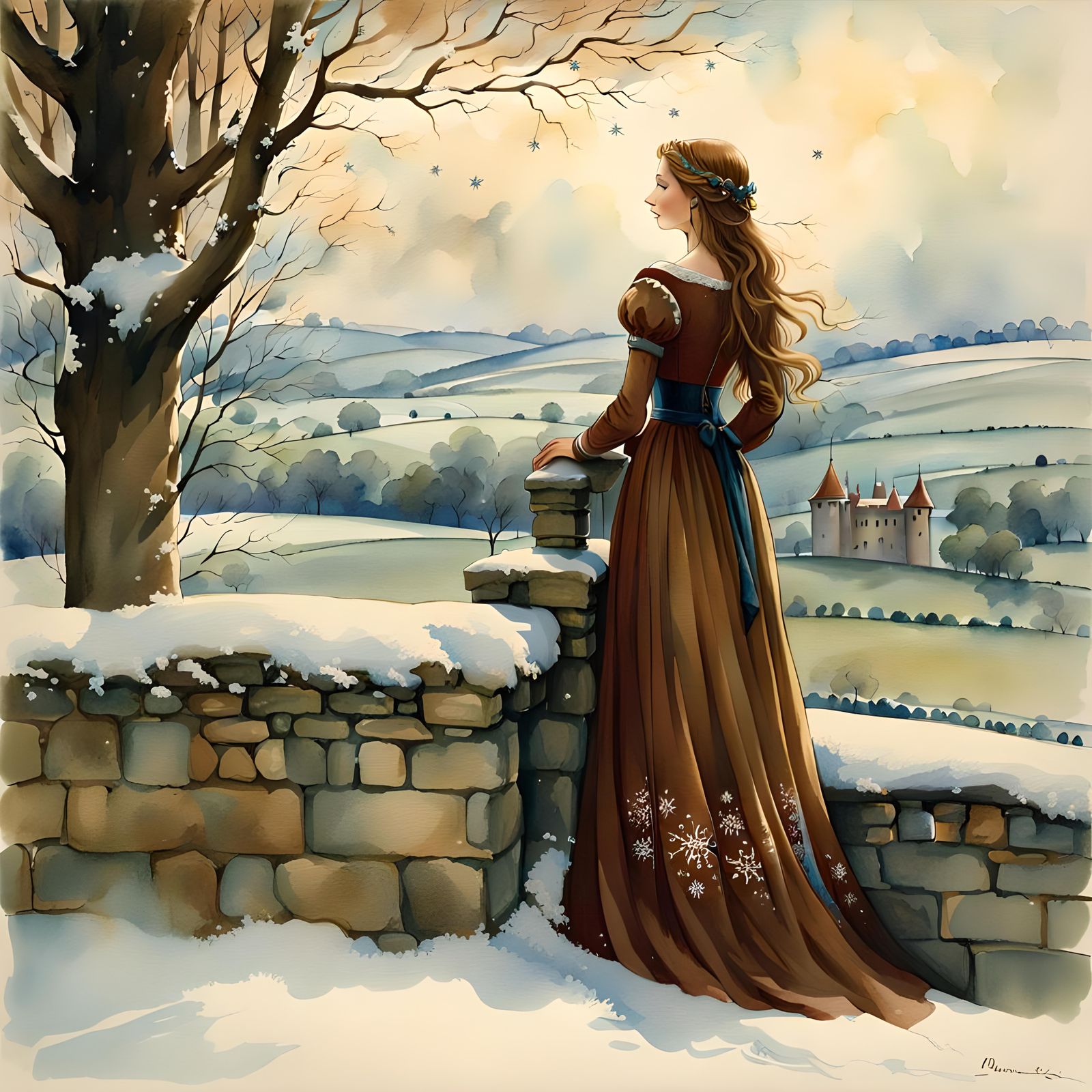 Young maiden waiting for her lover's safe return