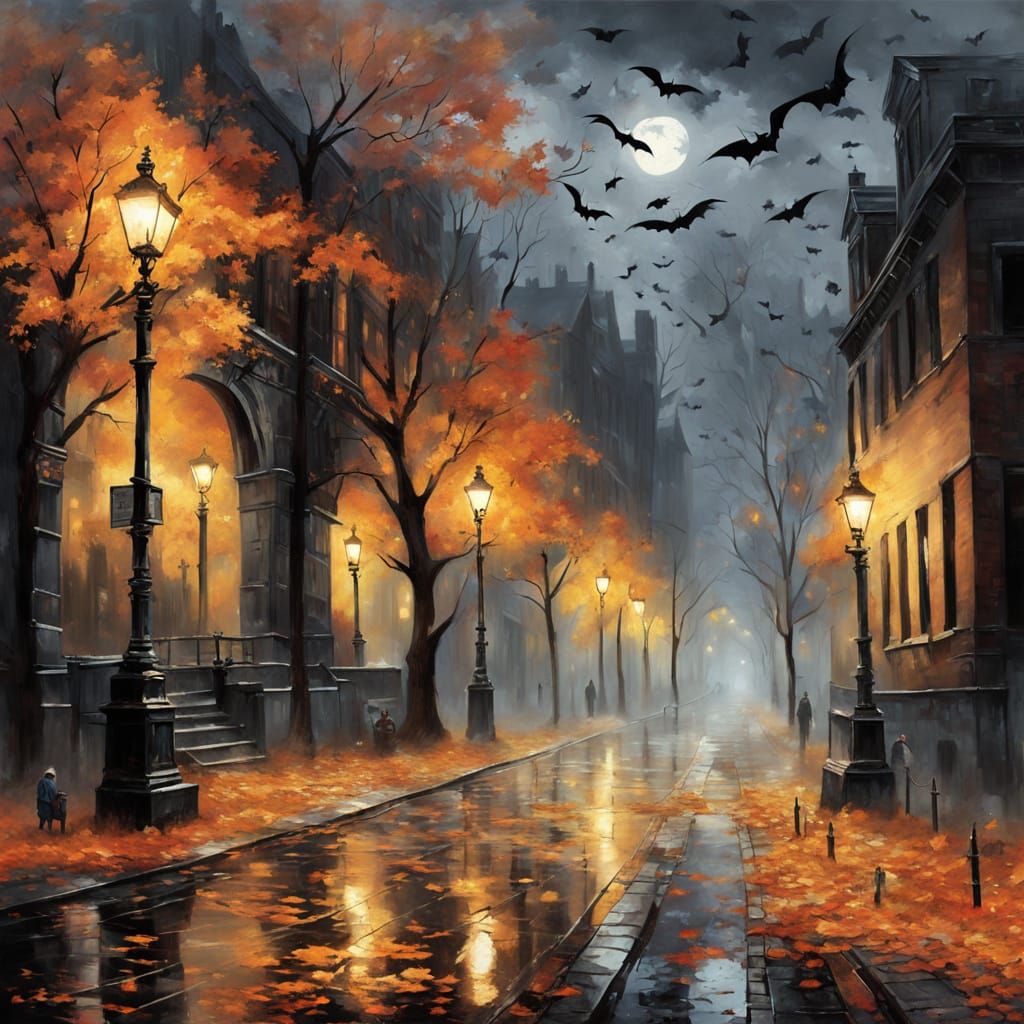 Creation Summary by Vincent 
Foggy Autumn Street with Flicke...