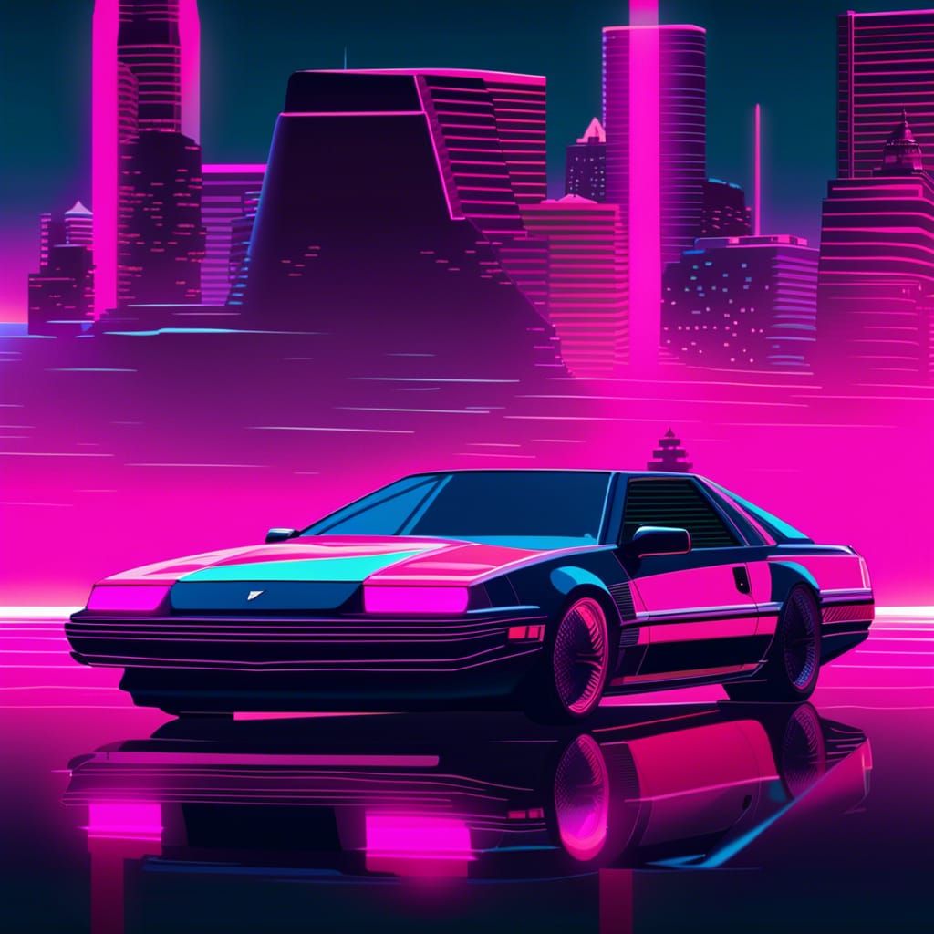 vaporwave Knight Rider car - AI Generated Artwork - NightCafe Creator